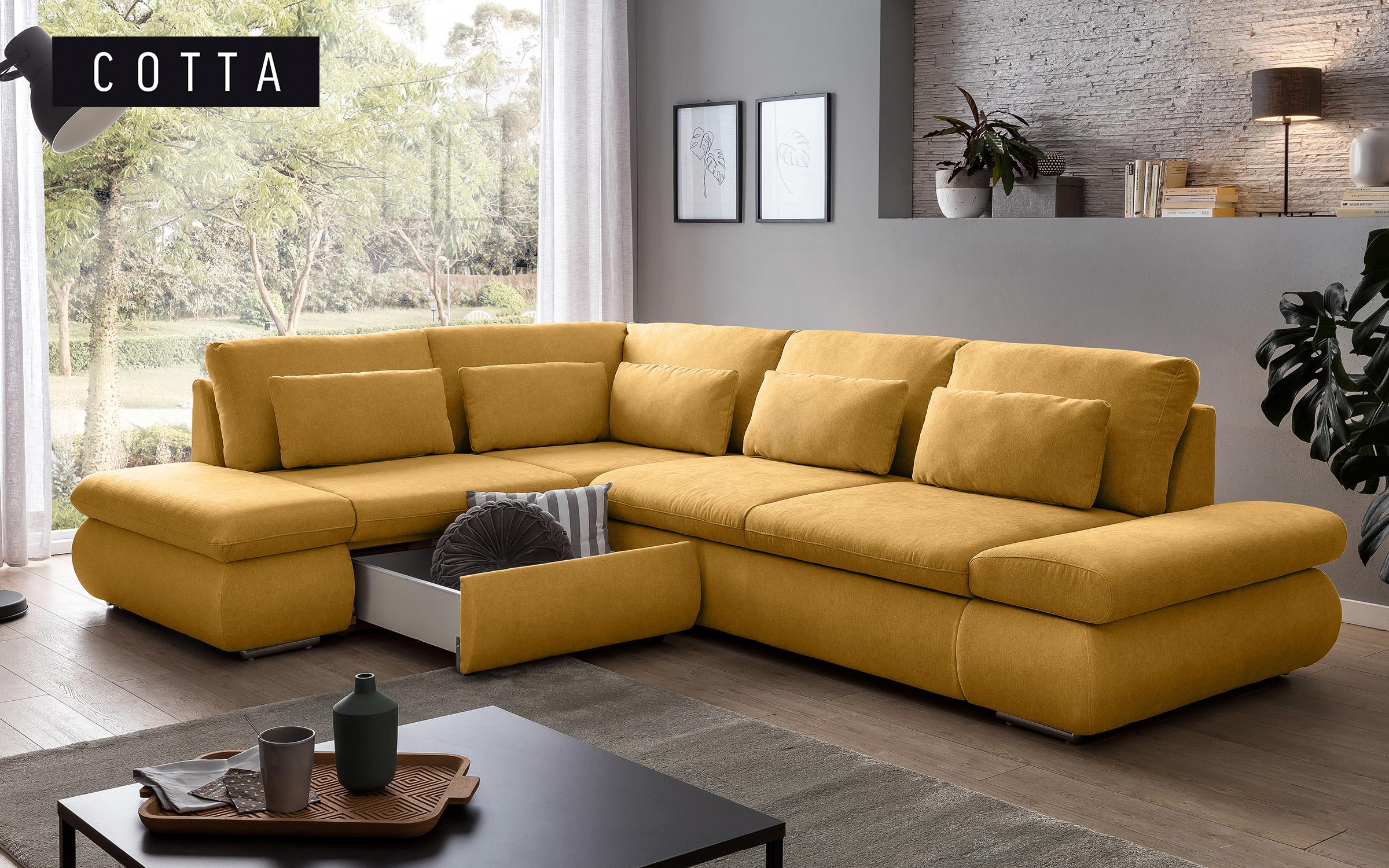 Γωνιακός καναπές – κρεβάτι Delmar, σκούρο κίτρινο  2